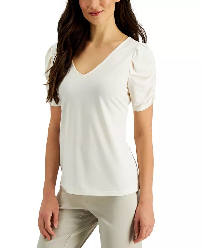 JPR Women's Studio Ruched Sleeve Top White Size Large