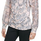 Calvin Klein Women's Printed Tie-Neck Blouse Dark Gray Size Small