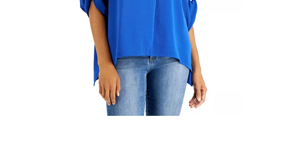 Willow Drive Women's Split High-Low Top Blue Size Large