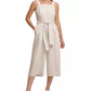 DKNY Women's Striped Belted Wide-Leg Jumpsuit White Size Extra Large