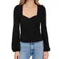 Lucy Paris Women's Sweetheart Neck Puff Sleeve Top Black Size Large