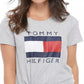 Tommy Hilfiger Women's Sport Logo Knot-Front T-Shirt Gray Size Small