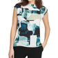 DKNY Women's Printed Boat Neck Top Green Size Small