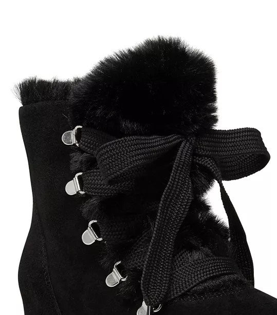 Steve Madden Women's Wharton Faux-Fur Wedge Booties Black Size 8.5 M