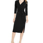 INC International Concepts Women's Side-Tie Faux-Wrap Dress Black Size Large