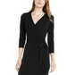 INC International Concepts Women's Side-Tie Faux-Wrap Dress Black Size Large