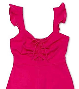 Bar III Women's Ruched-Front Flutter Romper Dark Pink Size 4