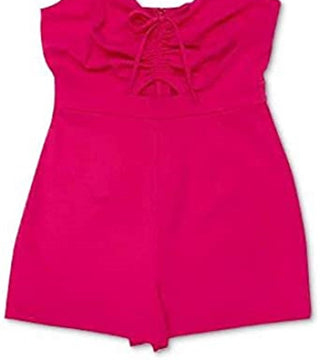 Bar III Women's Ruched-Front Flutter Romper Dark Pink Size 4