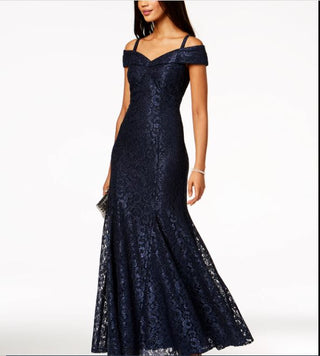 R & M Richards Women's Off The Shoulder Lace Gown