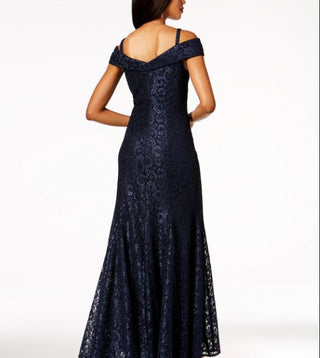 R & M Richards Women's Off The Shoulder Lace Gown