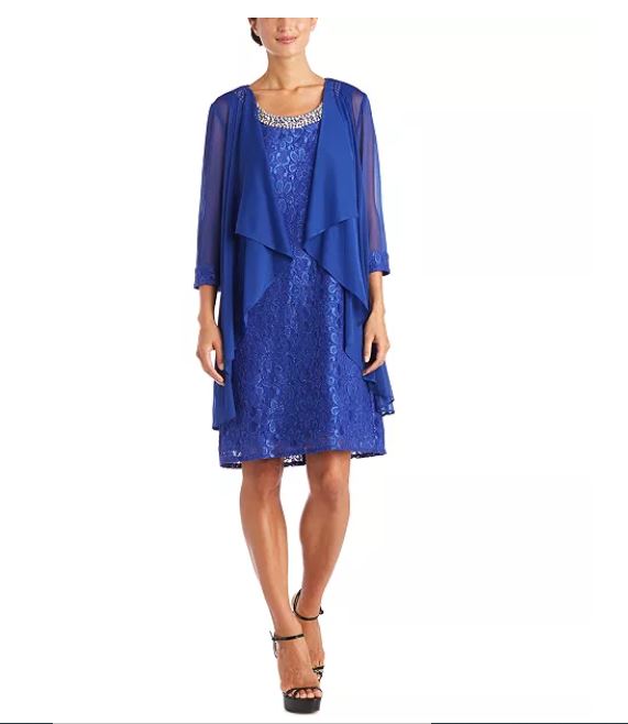 R & M Richards Women's Embellished Lace Sheath Dress & Jacket