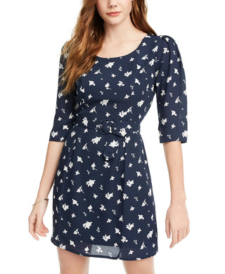 Trixxi Junior's Floral A Line Dress Navy Size Medium