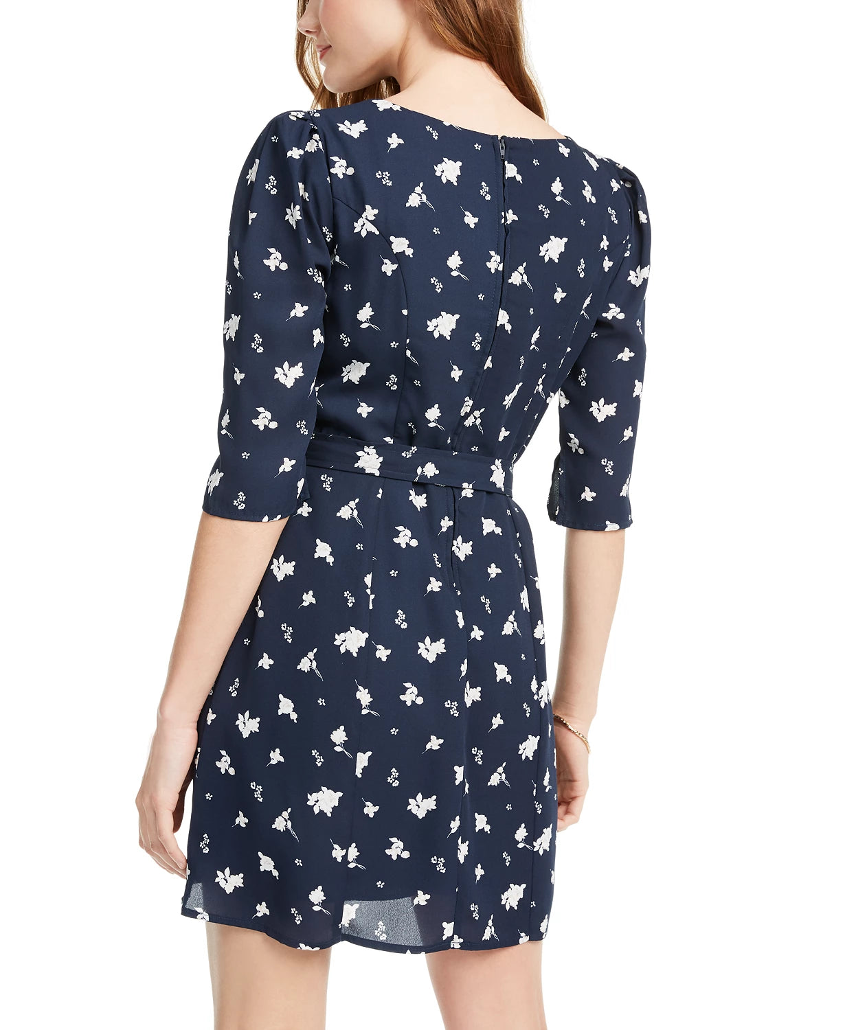 Trixxi Junior's Floral A Line Dress Navy Size Medium