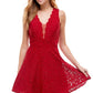 City Studios Junior's V Neck Glitter Lace Dress Wine Size 1
