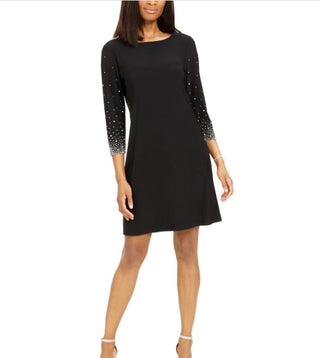 MSK Women's Embellished Sleeve Sheath Dress Black Size Small