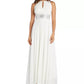 R & M Richards Women's Embellished Keyhole Cutout Gown White Size 8
