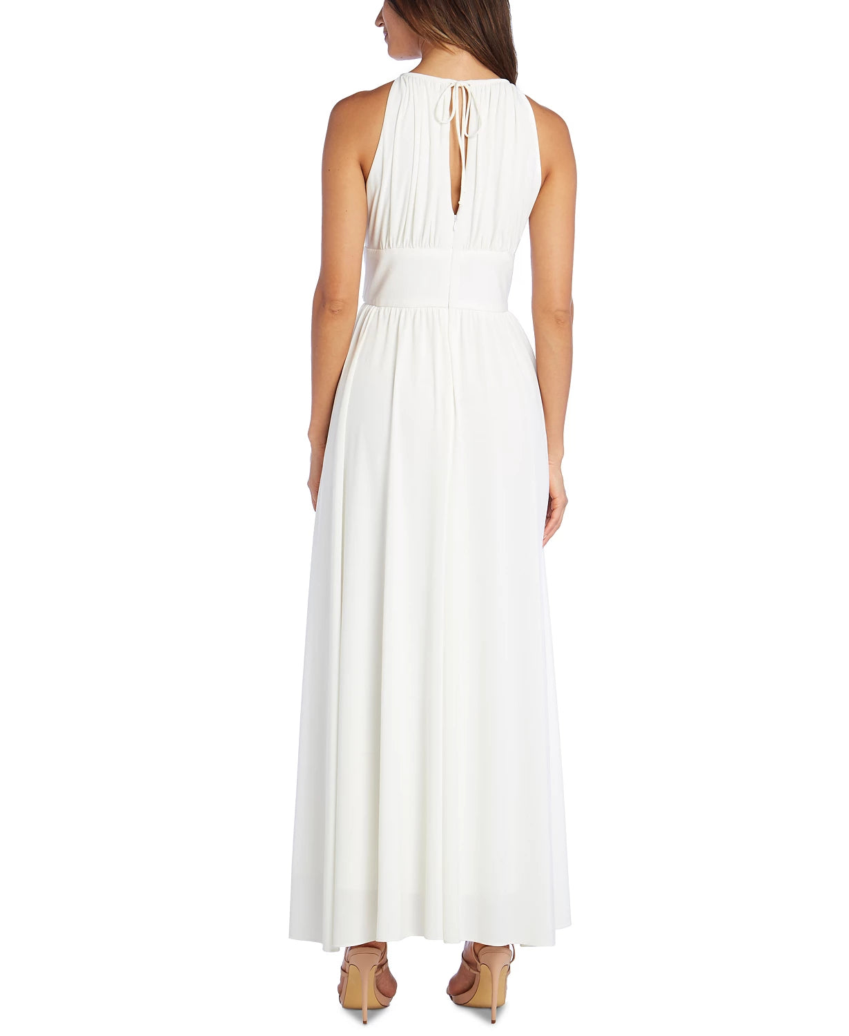 R & M Richards Women's Embellished Keyhole Cutout Gown White Size 8