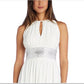 R & M Richards Women's Embellished Keyhole Cutout Gown White Size 8