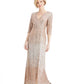 R & M Richards Women's Sequined Gown Beige Size 12 Petite