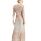 R & M Richards Women's Sequined Gown Beige Size 12 Petite