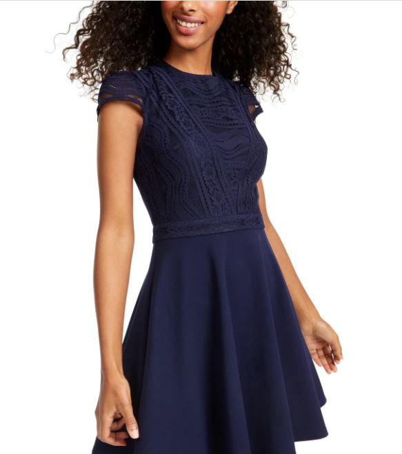 City Studios Junior's Lace Top Dress Blue Size 3