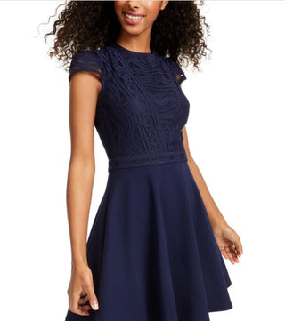 City Studios Junior's Lace Top Dress Blue Size 3