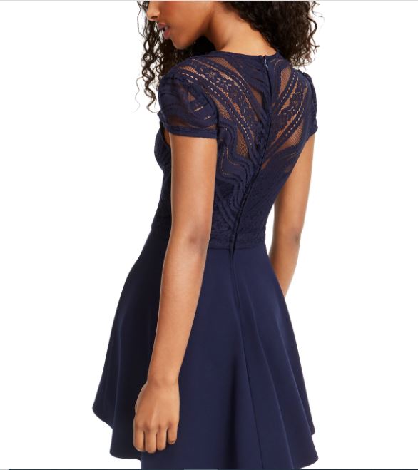 City Studios Junior's Lace Top Dress Blue Size 3