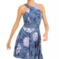 City Studios Junior's Glitter Floral Print Skater Dress Navy Size 3