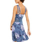 City Studios Junior's Glitter Floral Print Skater Dress Navy Size 3