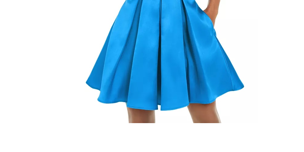 B Darlin Juniors' Halter Fit & Flare Dress Bright Blue Size 11/12