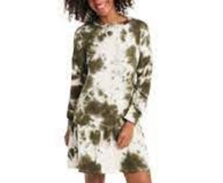 1.STATE Women's Cotton Tie-Dye French Terry Dress Green Size Large