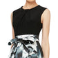 SL Fashions Women's Printed High Low Fit & Flare Dress Black Size 10