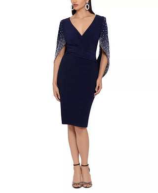 Betsy & Adam Women's Embellished Drape Back Dress Turq Aqua Size 6