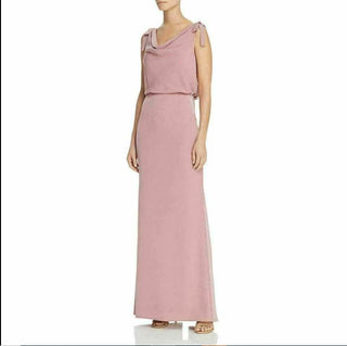 Adrianna Papell Women's Blouson Cowlneck Gown Pink Size 14