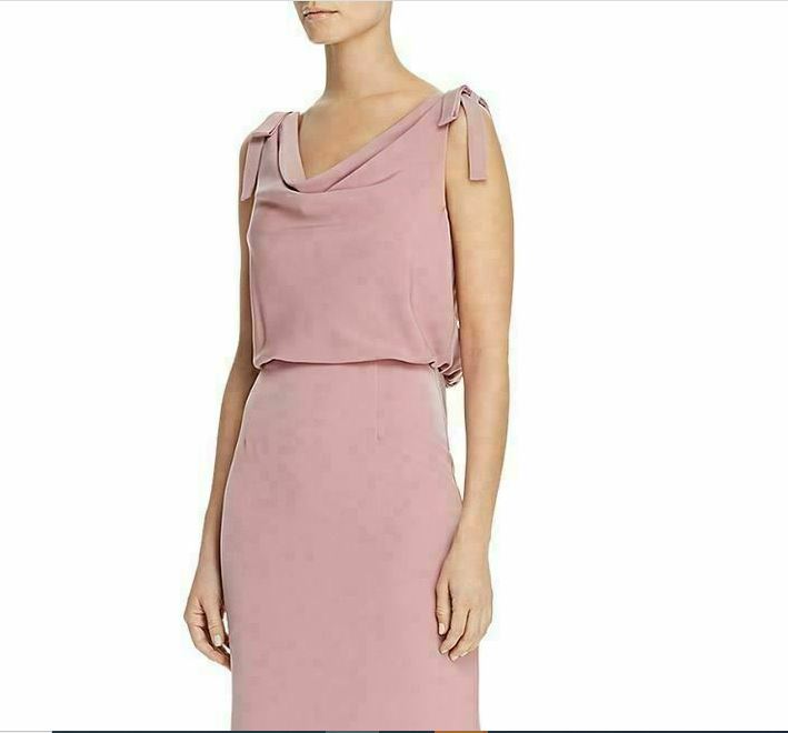 Adrianna Papell Women's Blouson Cowlneck Gown Pink Size 14