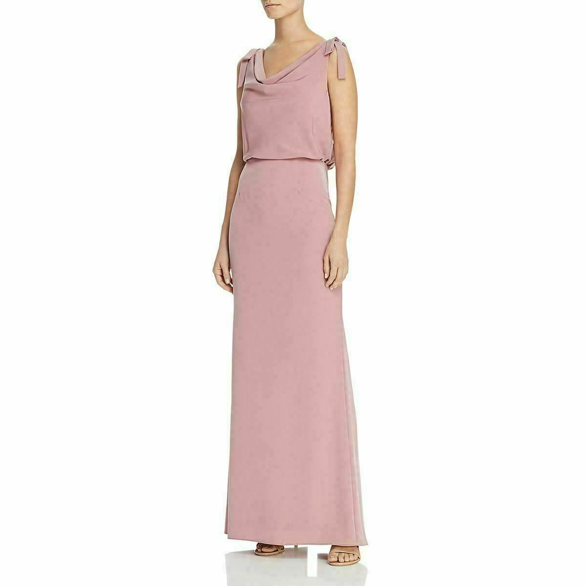 Adrianna Papell Women's Blouson Cowlneck Gown Pink Size 6