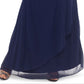 B & A By Betsy & Adam Women's Embellished Flutter Sleeve Gown Navy Size Petite Small