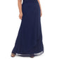 B & A By Betsy & Adam Women's Plus Size Embellished Flutter-Sleeve Gown Navy Size Small Petite