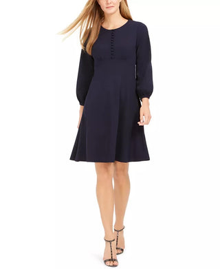 Calvin Klein Women's Button-Front A-Line Dress Navy Size 12