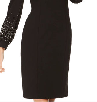 Calvin Klein Women's Bling Puff Sleeve Sheath Dress Black Size 4