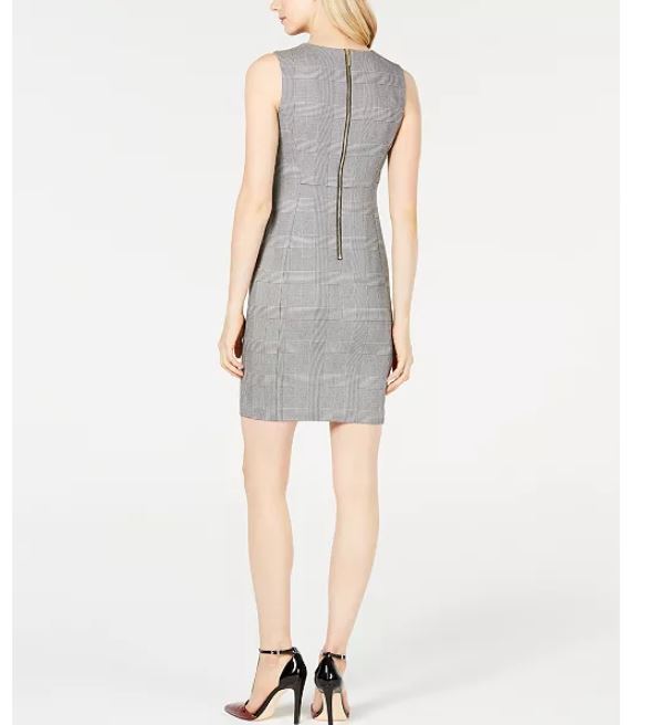Calvin Klein Women's Plaid Sheath Dress Grey Size 4