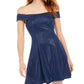 Teeze Me Junior's Metallic Off Shoulder Dress Blue Size 5