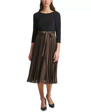 Jessica Howard Women's Layered-Look Pleated Midi Dress Gray Size 12