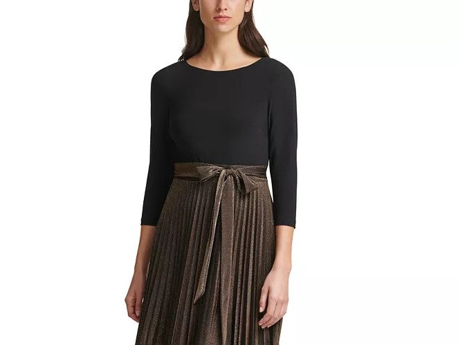 Jessica Howard Women's Layered-Look Pleated Midi Dress Gray Size 12