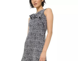 Michael Kors Women's Jacquard Fit & Flare Dress Silver Size Extra Large
