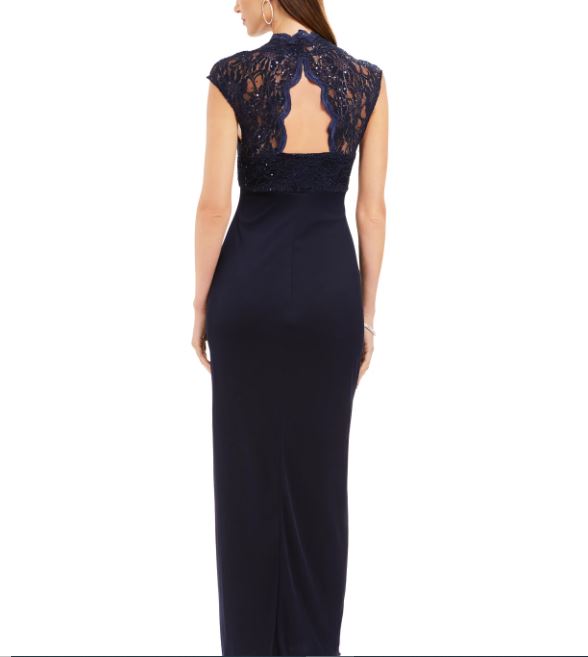 Connected Women's Lace Column Gown Navy Size 6