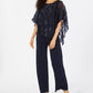 Connected Women's Asymmetrical Overlay Jumpsuit Navy Size 6