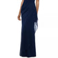 XSCAPE Women's Petite Sequined A-Line Gown Navy Size 4 P