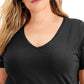 INC International Concepts Women's Plus Size Cotton V-Neck Top Black Size 1X