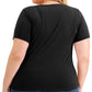 INC International Concepts Women's Plus Size Cotton V-Neck Top Black Size 1X